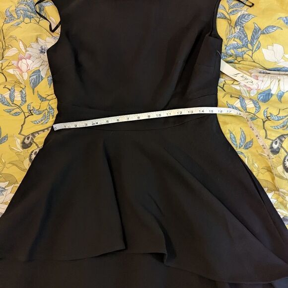 ELIZA j elegant lbd sz 12 high lo knee length black a line scoop neck nwt - Picture 7 of 7
